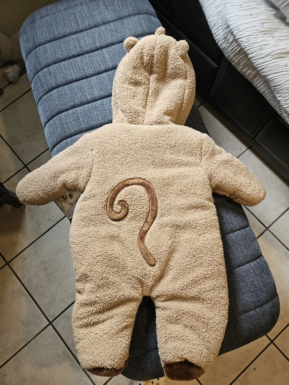 Cozy Monkey Teddy Bodysuit Snowsuit One-Piece.